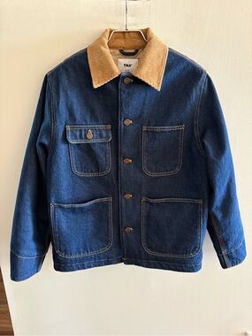 TNA Aritzia Barnett Denim Chore Jacket with Corduroy Collar oversized 2XS - New!
